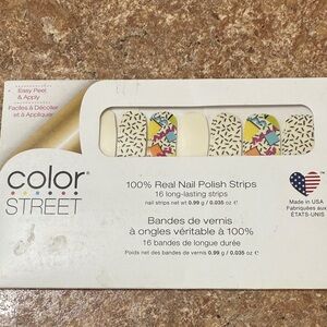 Color Street Cream Nail Strips with Multicolor Confetti Accents